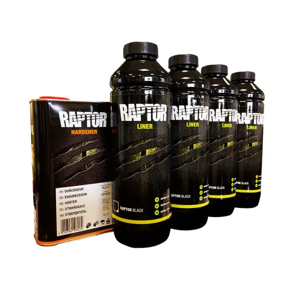 KIT PEINTURE RAPTOR LINER NOIR 1 BOUTEILLE REVETEMENT + DURCISSEUR - pièces  détachées moto cross Mud Riders