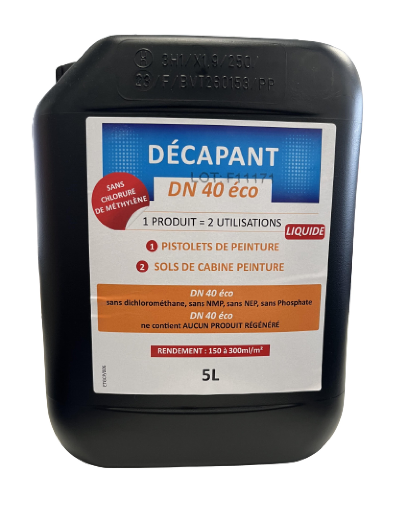 QUALITE N°1 DN40 DN40 éco décapant pour sols de cabine peinture 5L