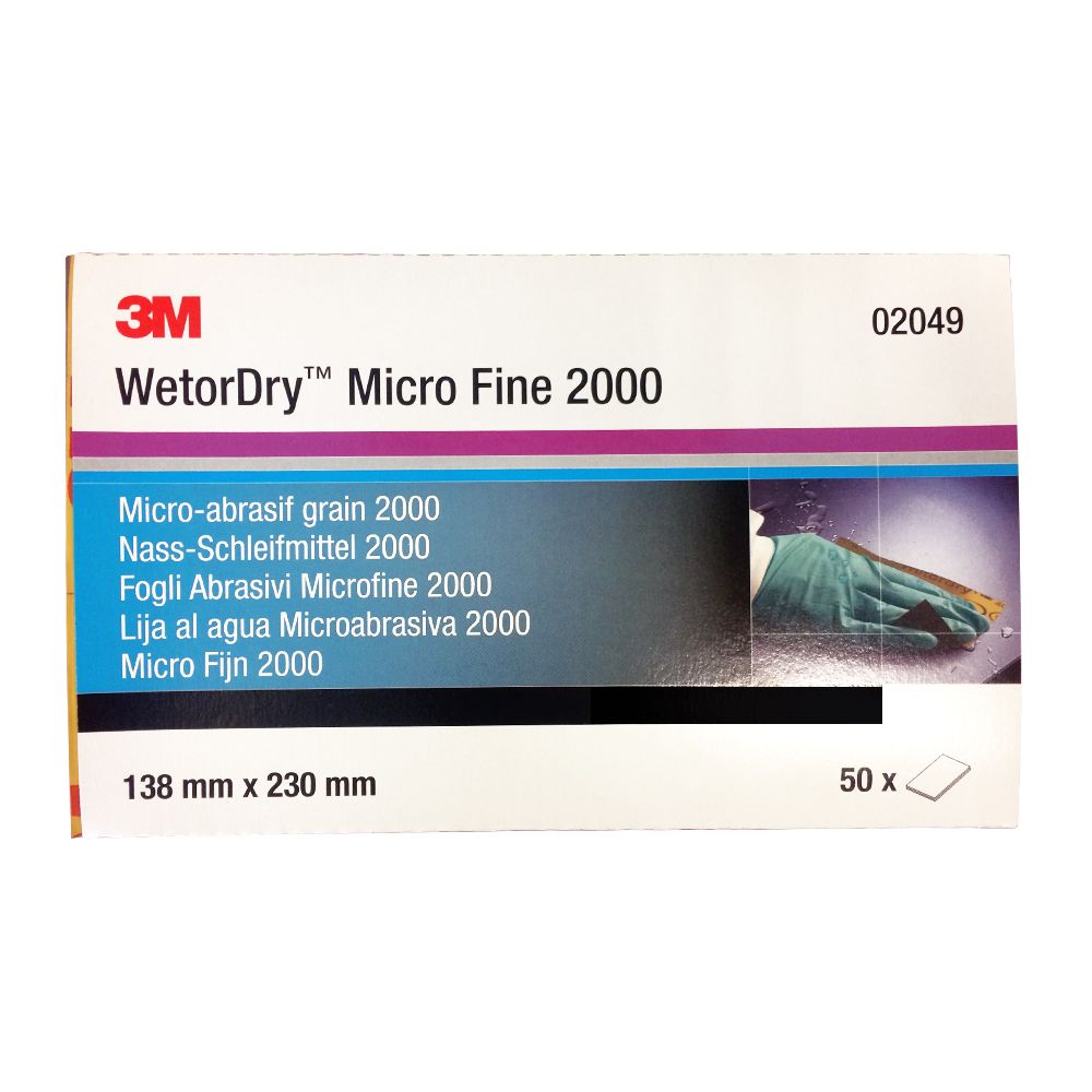 3M 02049 P2000 138x230mm 50 coupes micro abrasives à l'eau Perfect-It