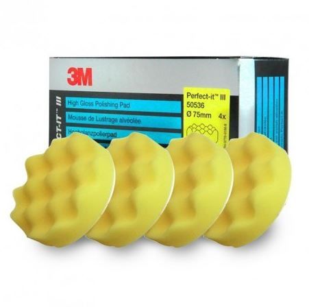 3M 50536 Diam 75mm 4 mousses de lustrage  alveolées  jaunes 