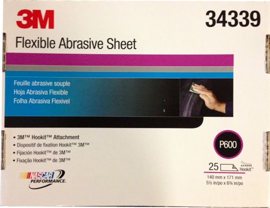 3M 34339 P600 25 feuilles abrasives à sec flexibles 140 x 171mm Hookit vert