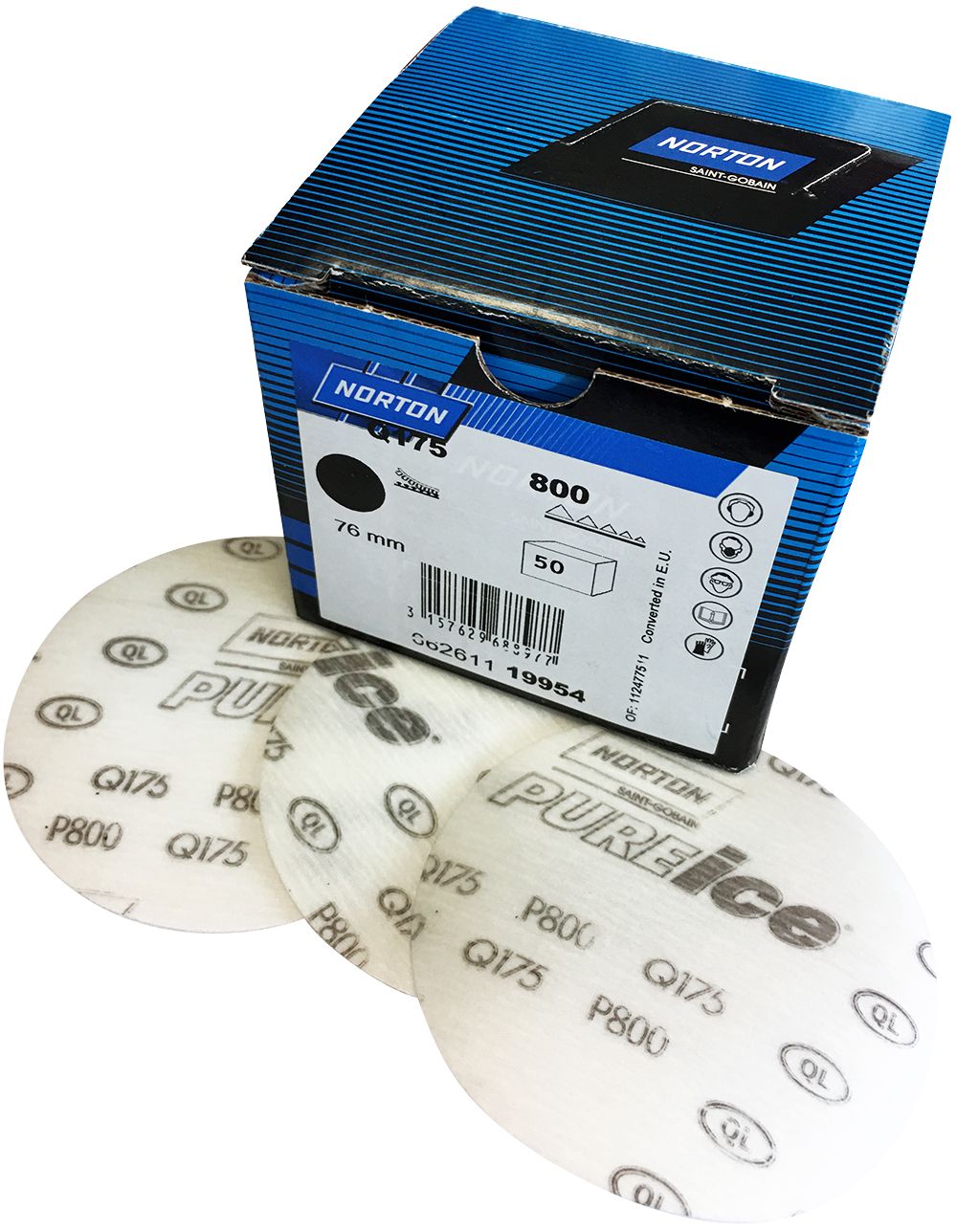 NORTON PURE_ICE800 P800 diam 76mm 50 disques abrasifs support film ultra fin 