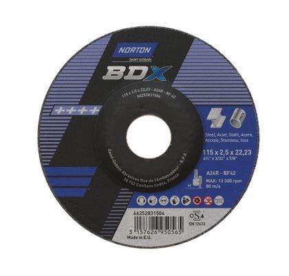 NORTON 31452 115x 1.0x22.23mm 25 disques tronçonner BDX acier inox 