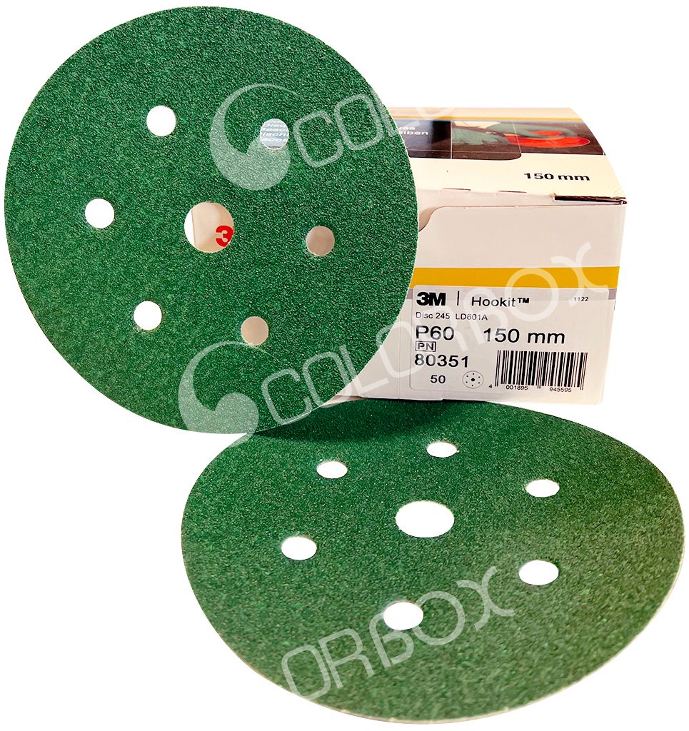 3M 80351 P60 diam 150mm 50 disques abrasifs Hookit 245 7 trous