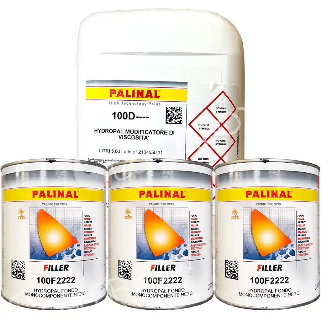 PALINAL KIT_100F2222 3 apprêts hydro 1K noir 100F2222 1L + 1 diluant 100D 5L