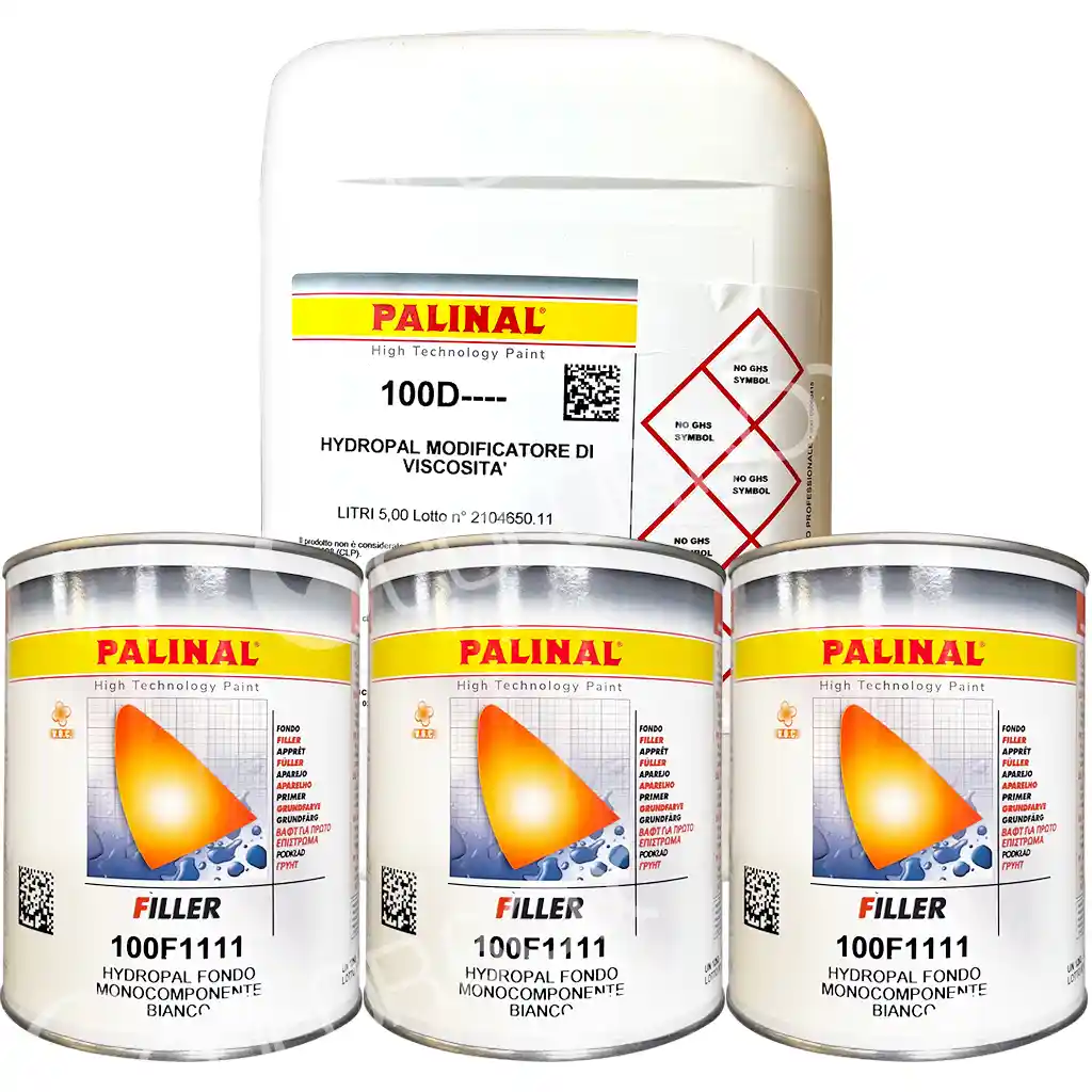 PALINAL KIT_100F1111 3 apprêts hydro 1K blanc 100F1111 1L + 1 diluant 100D 5L