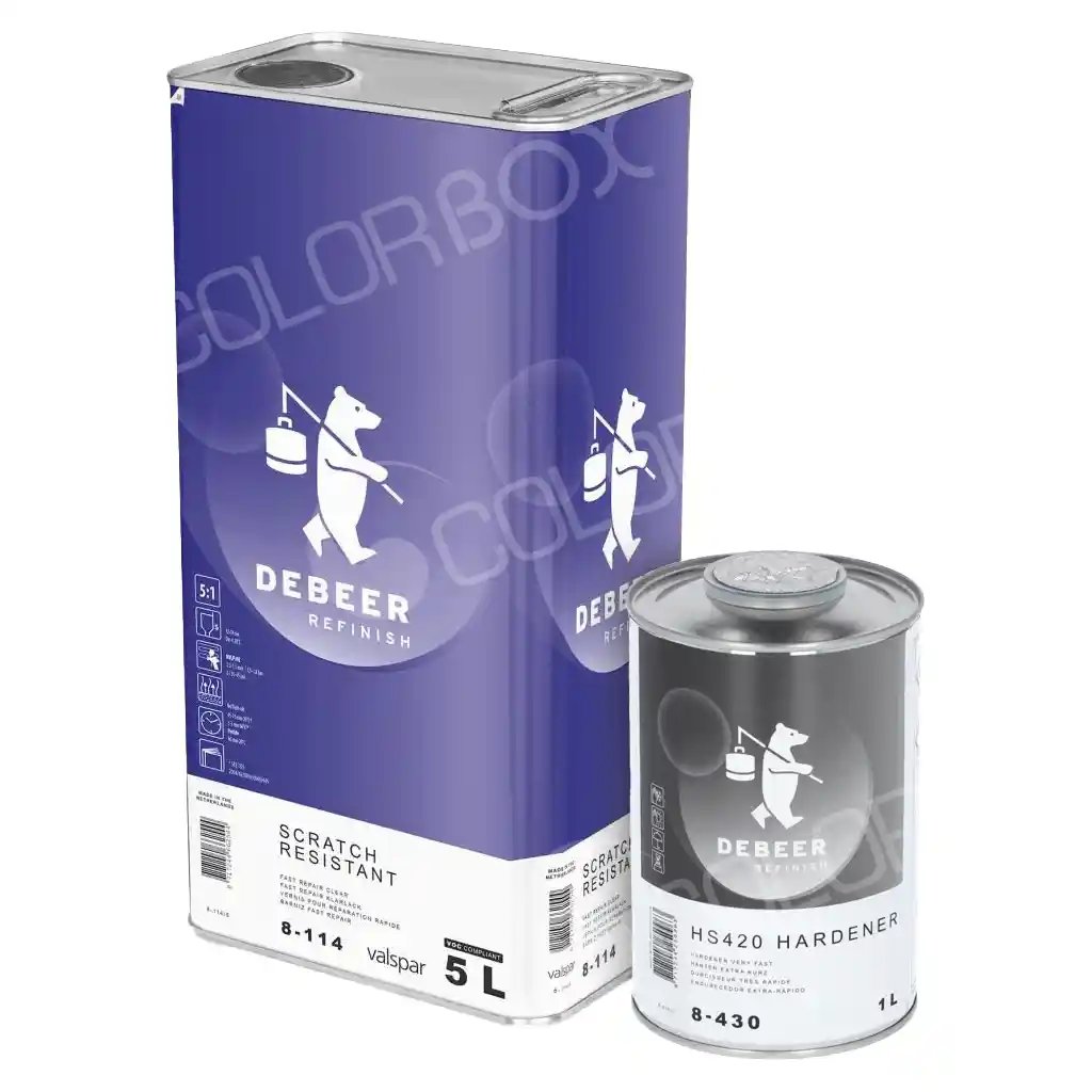 DEBEER KIT_8-114 1 vernis anti-rayures 8-114 5L + 1 durcisseur extra-rapide 8-430 1L