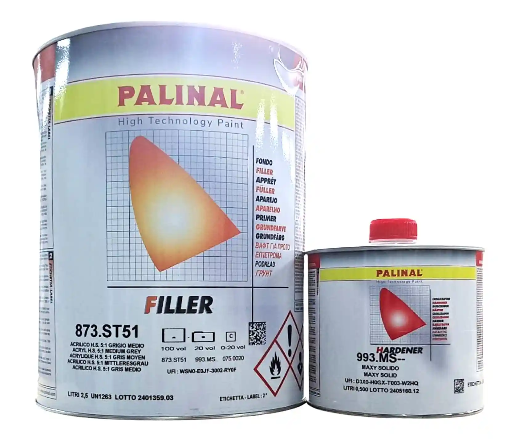 PALINAL KIT_873_GRIS_MOYEN Apprêt charge gris moyen 873ST51 2.5L+Durcisseur standard 993MS 0.5L