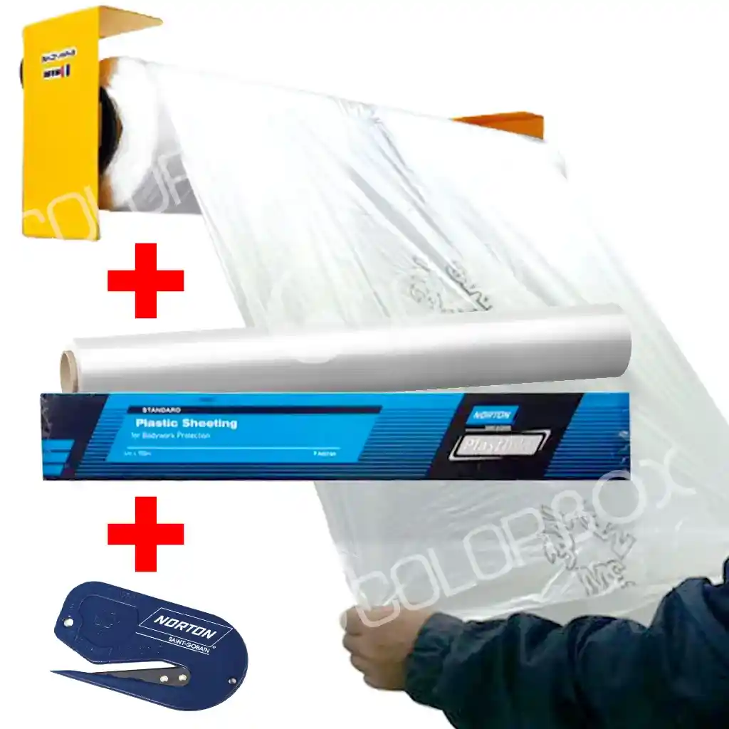 KIT_BACHE Bâche Plastifilm 4m + dérouleur aimanté 48082 + cutter