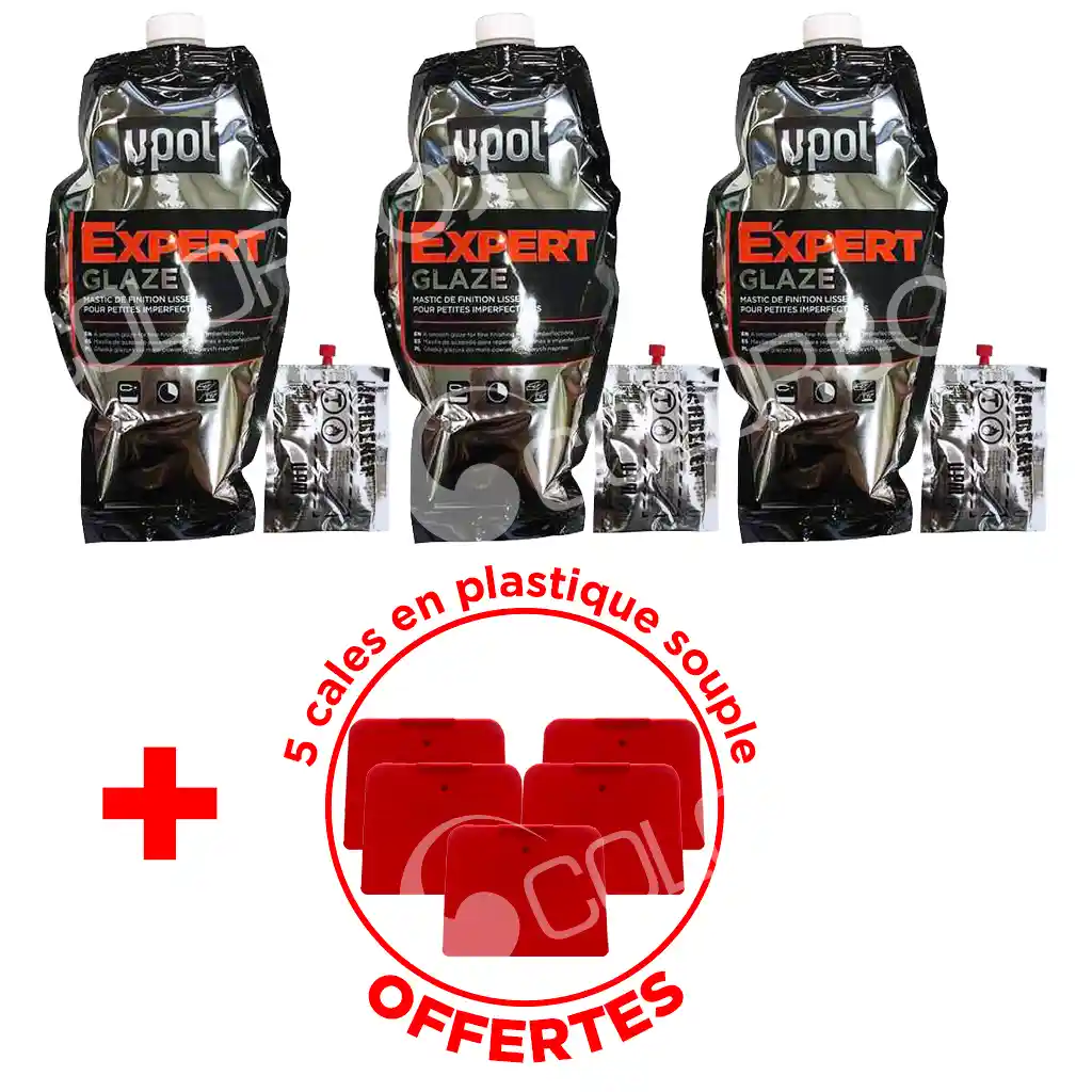 U-POL KIT_GLAZE 3 mastics FINITION achetés = set de cale 9106 offert