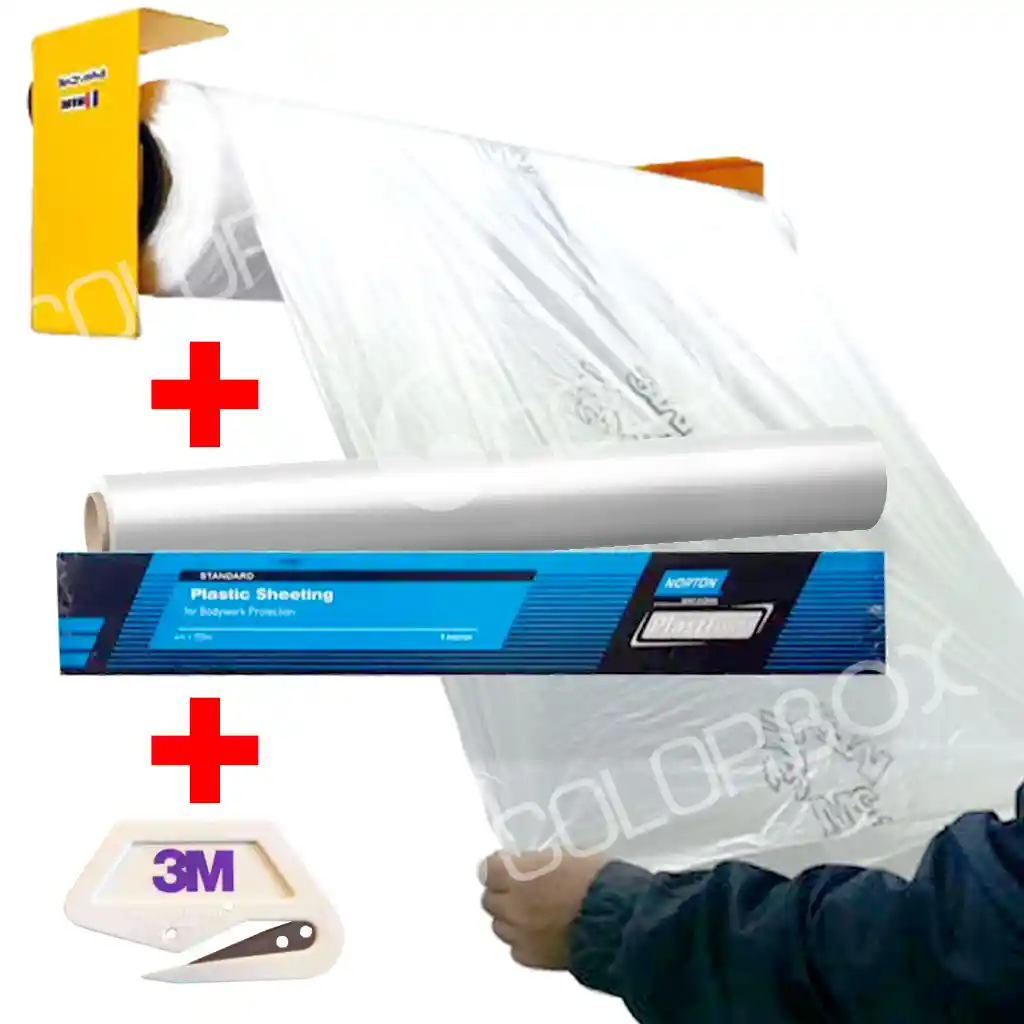 KIT_BACHE Plastifilm 4m + dérouleur aimanté 48082 + cutter 50293