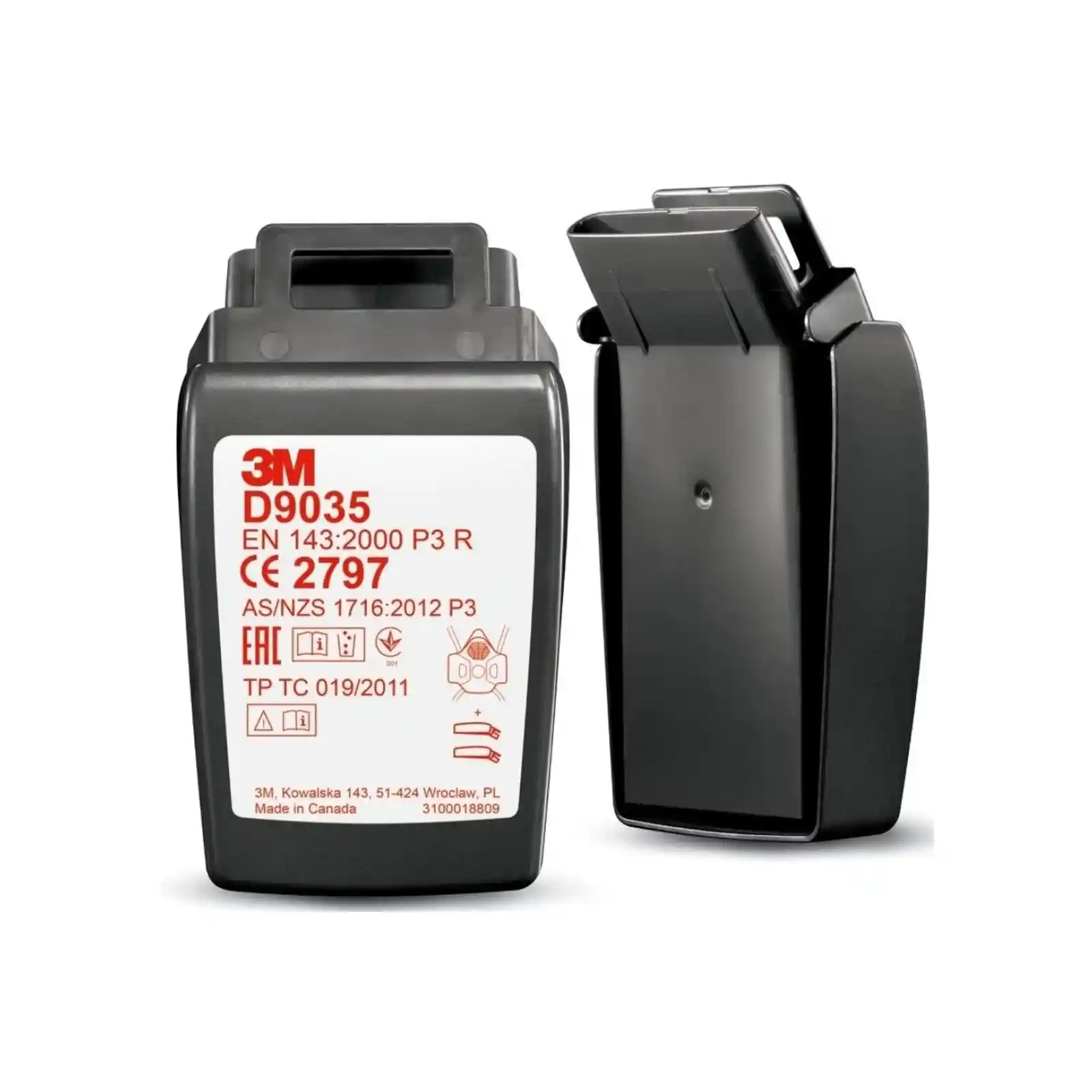 3M D9035 2 rigid cases for P3R particulate filters for FF-803 masks