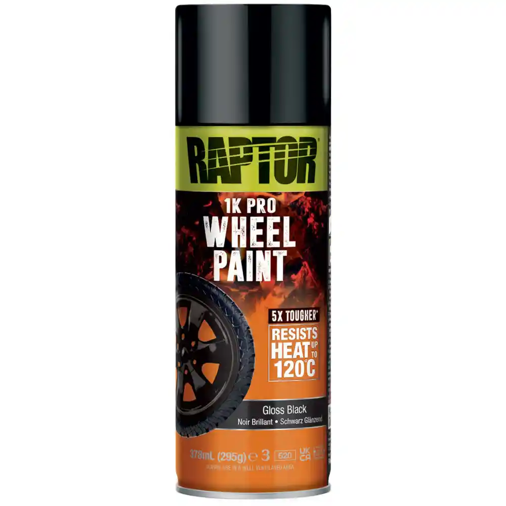 RAPTOR RWPGB/AL Noir brillant - Peinture RAPTOR pour jantes aérosol de 378ml