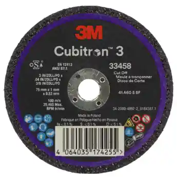 3M 33458 Diam 75 x 1 x 9.53 mm 5 roues à découper et à meuler Cubitron