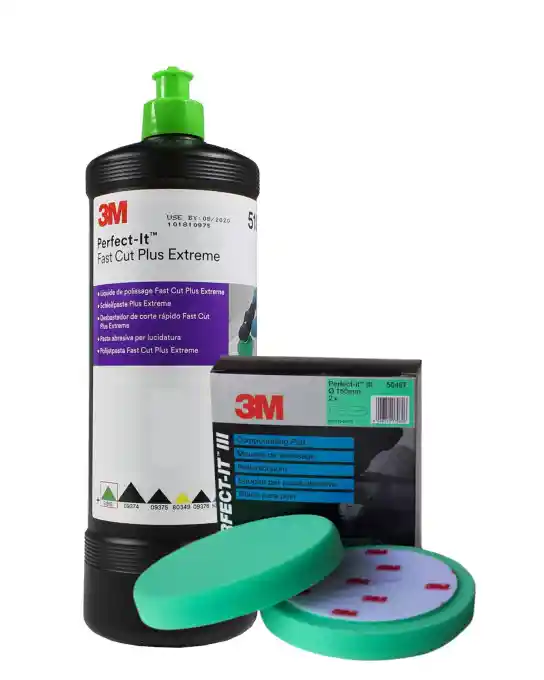 3M KIT_BOUCHON_VERT Polishing Liquid 51815 + 2 Polishing Foams 50487 Diameter 150mm