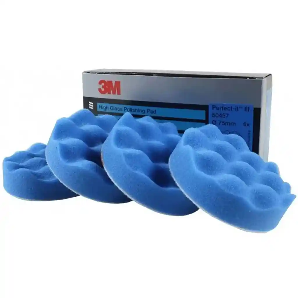 3M 50457 Diam 75 mm 4 mousses de lustrage alveolées bleues 