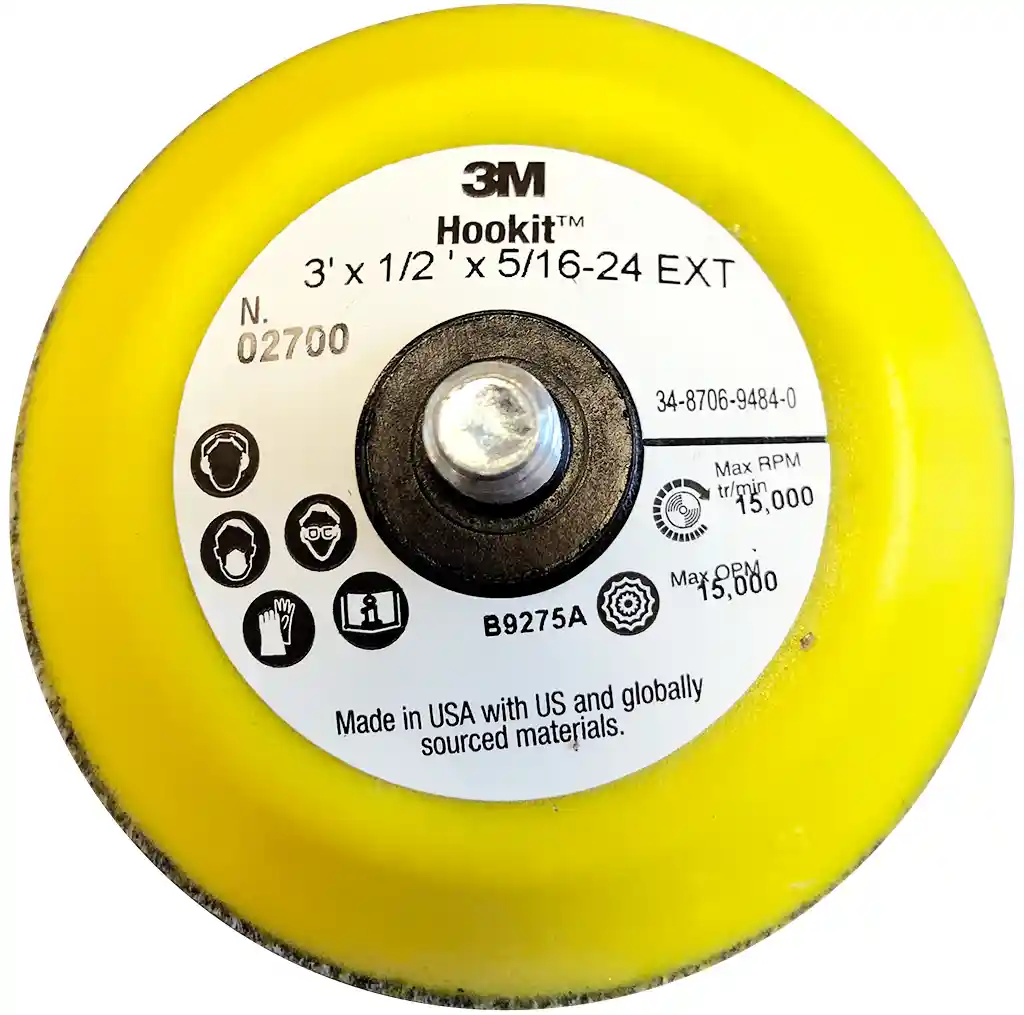 3M 02700 Plateau ponçage Hookit 5/16-24 extérieur (8mm) axe plateau - diam 75mm