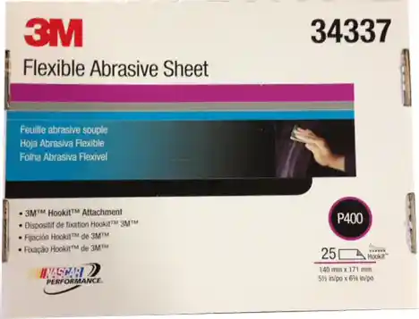 3M 34337 P400 25 feuilles abrasives à sec flexibles 140 x 171mm Hookit vert
