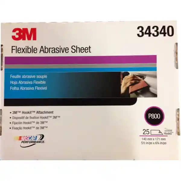 3M 34340 P800 25 feuilles abrasives à sec flexibles 140 x 171mm Hookit marron
