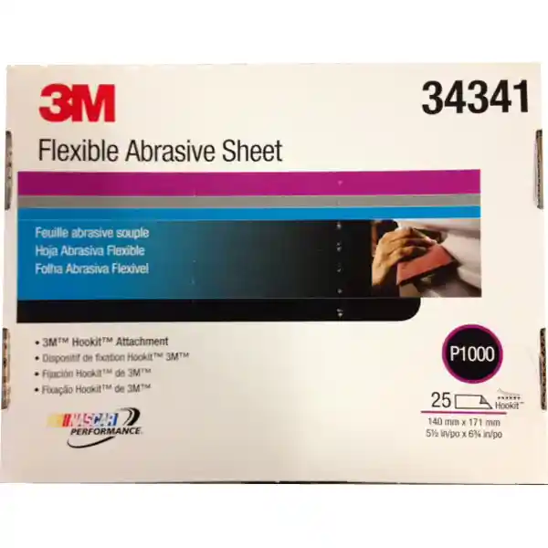 3M 34341 P1000 25 feuilles abrasives à sec flexibles 140 x 171mm Hookit marron