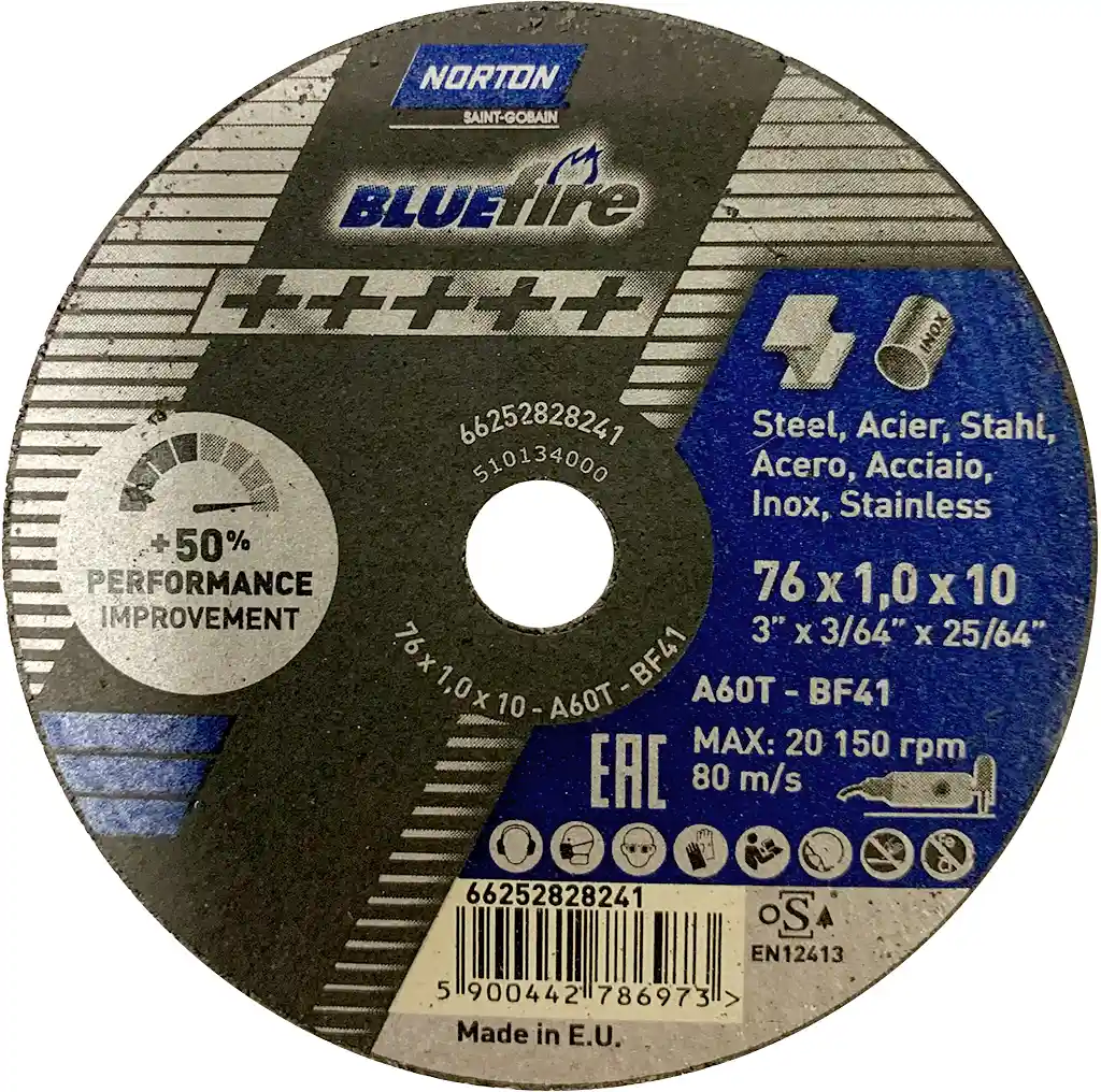 NORTON 28241 Diam 76x1.0x10 50 BLUE FIRE cut-off wheels