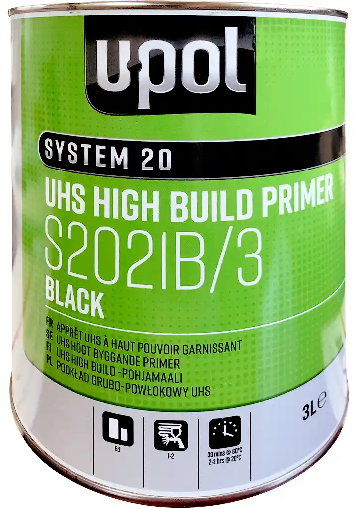 U-POL S2021B/3 Apprêt garnissant noir 5:1 séchage rapide 3L
