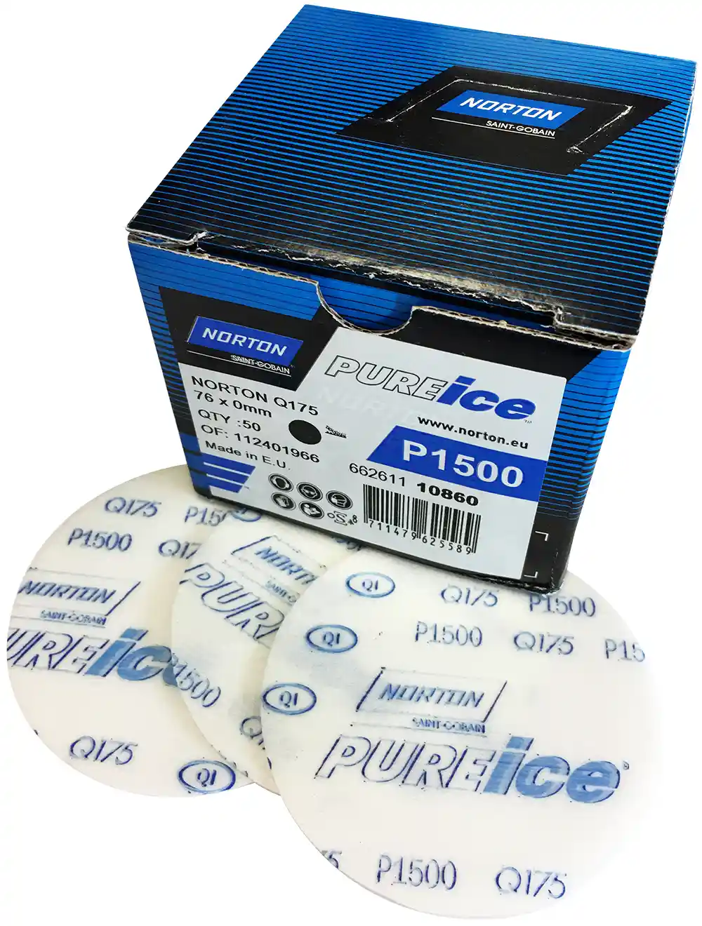NORTON PURE_ICE1500 P1500 diam 76mm 50 disques abrasifs support film ultra fin
