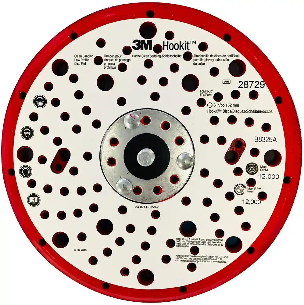 3M 28729 Plateau universel diam 150mm multi-trous Hookit 5/16 standard rouge 