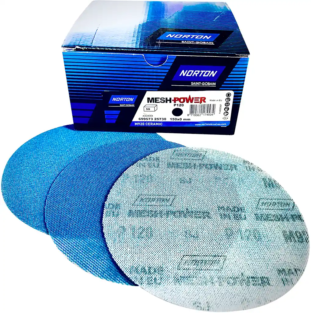 NORTON MESH_POWER120 P120 diam 150mm 50 ceramic discs for extra dust extraction!