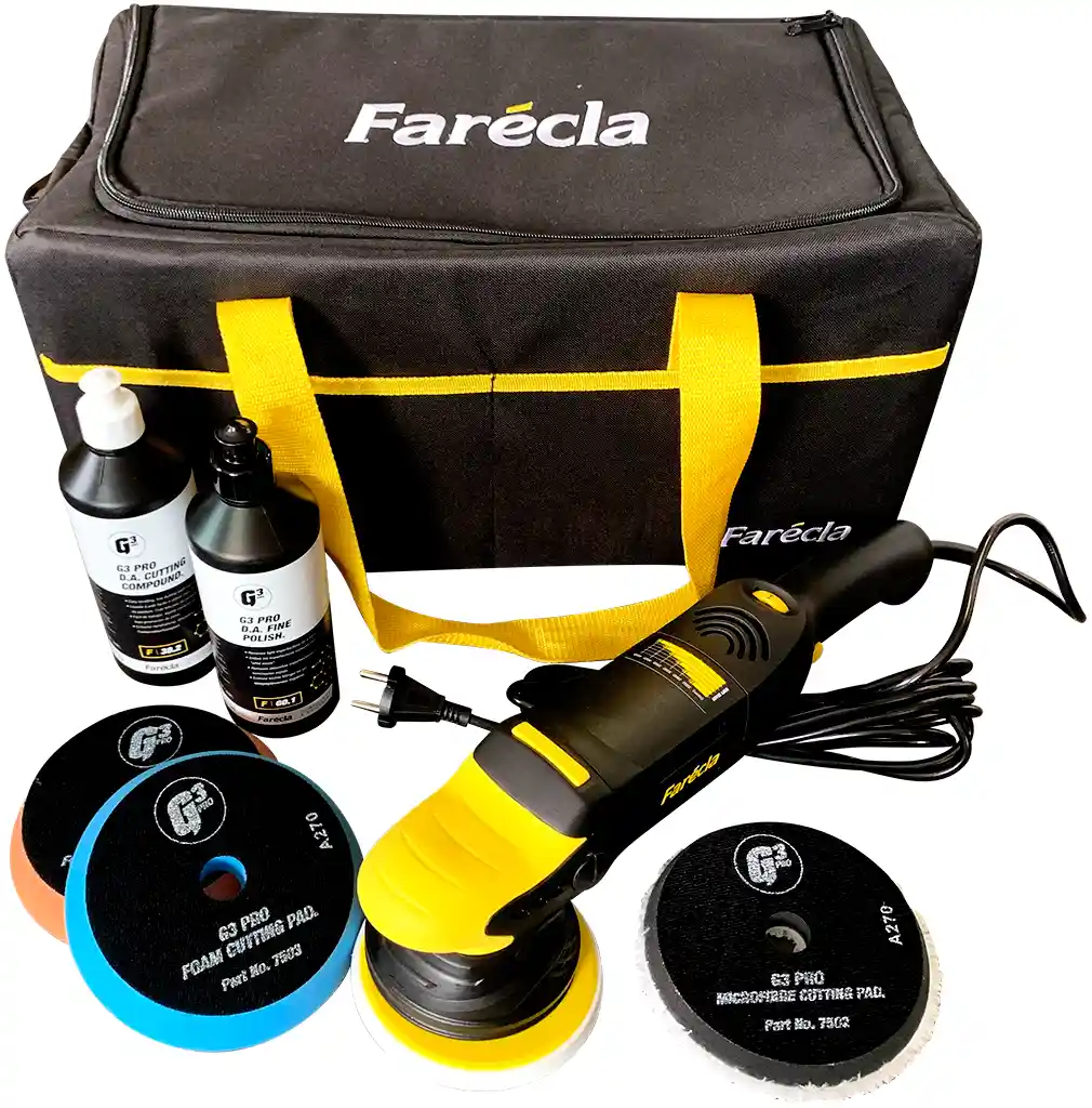 FARECLA 7505 Detailing polisher kit, 2 liquids, 3 foams & 1 bag FREE