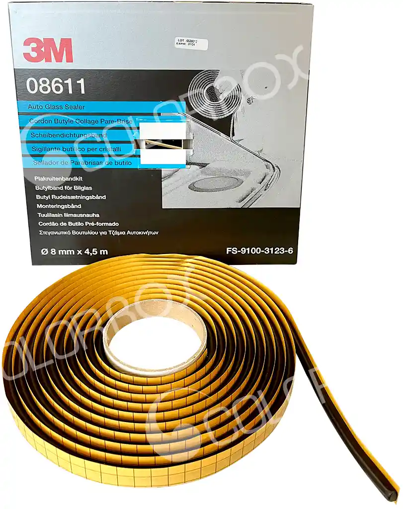 3M 08611 8mmx4.5m- Mastic cordon butyle pour pare-brise