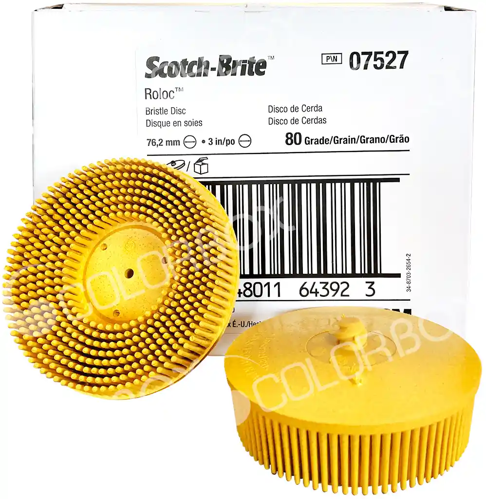 3M 07527 P80 diam 75mm 10 disques décapage jaunes résine Bristle RD-ZB 