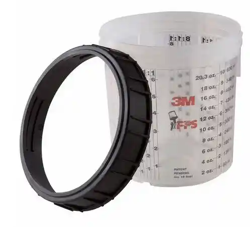 3M 16001 650ml 2 graduated rigid PPS cups + clamping ring