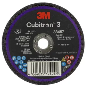 3M 33457 5 disques à tronçonner Cubitron 3 75 x 1.6 x 9.53mm