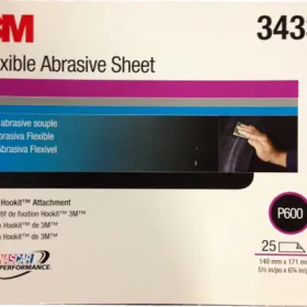 3M 34339 P600 25 feuilles abrasives à sec flexibles 140 x 171mm Hookit vert