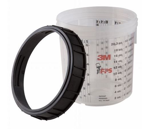 650ml 2 godets rigides gradués PPS + bague serrage 