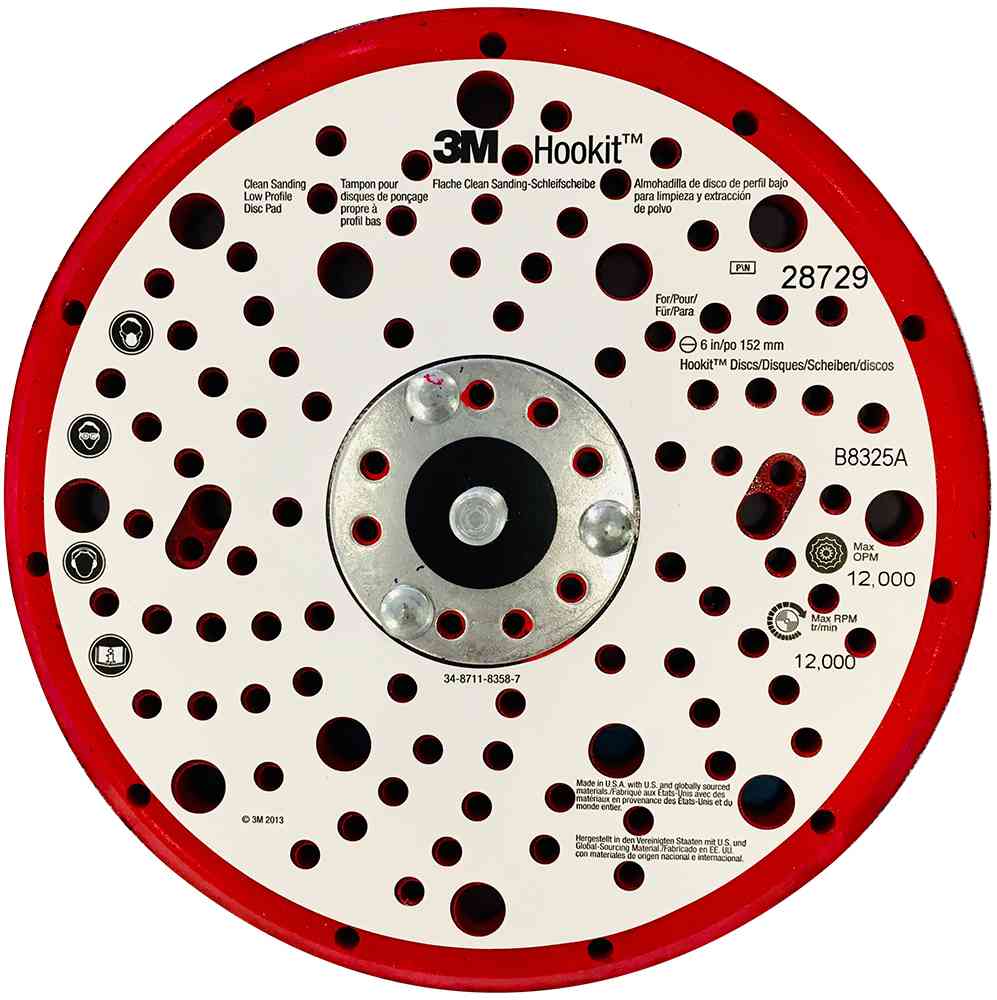 Plateau universel diam 150mm multi-trous Hookit 5/16 standard rouge  